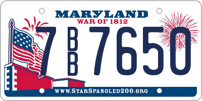 MD license plate 7BB7650