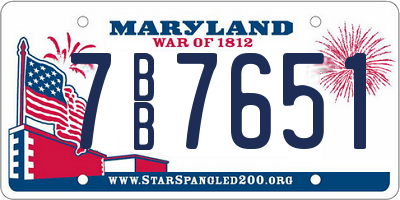 MD license plate 7BB7651