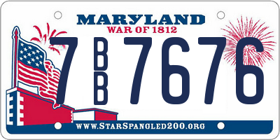 MD license plate 7BB7676