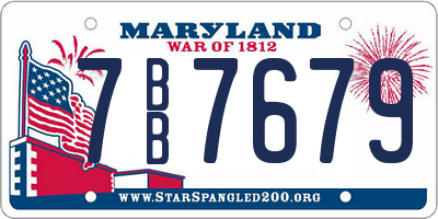 MD license plate 7BB7679