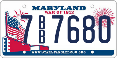 MD license plate 7BB7680