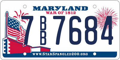 MD license plate 7BB7684
