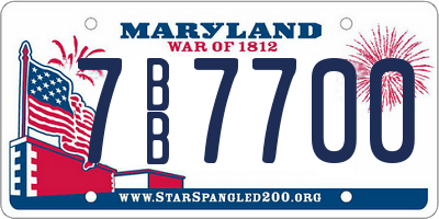 MD license plate 7BB7700