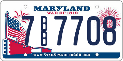 MD license plate 7BB7708