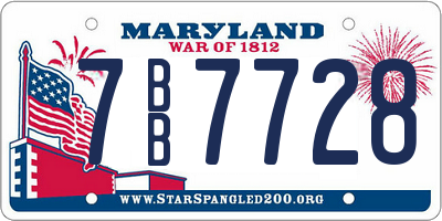 MD license plate 7BB7728