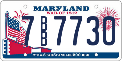 MD license plate 7BB7730
