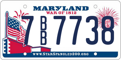MD license plate 7BB7738