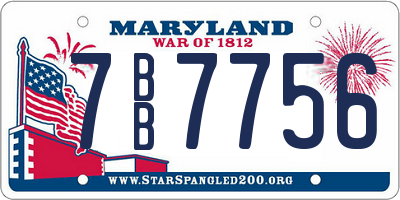MD license plate 7BB7756