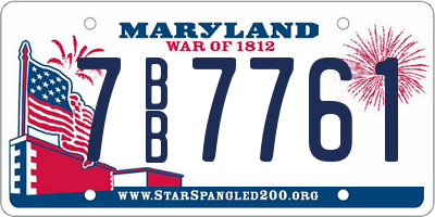 MD license plate 7BB7761