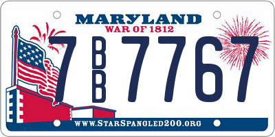 MD license plate 7BB7767