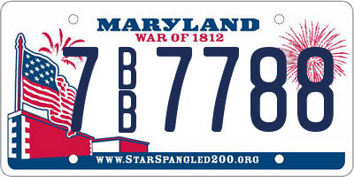 MD license plate 7BB7788