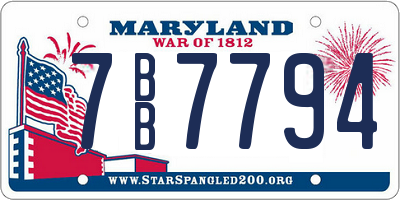 MD license plate 7BB7794
