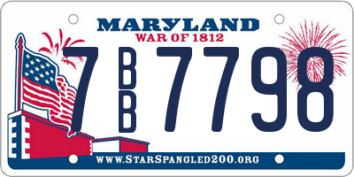 MD license plate 7BB7798
