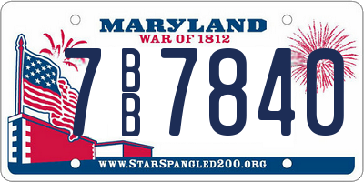 MD license plate 7BB7840