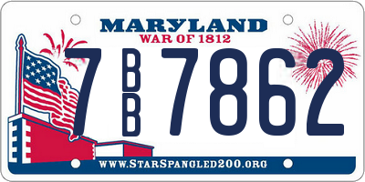 MD license plate 7BB7862