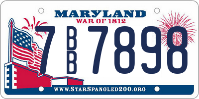 MD license plate 7BB7898