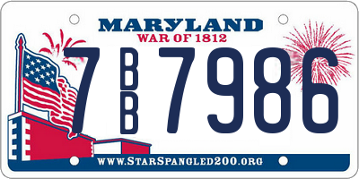 MD license plate 7BB7986