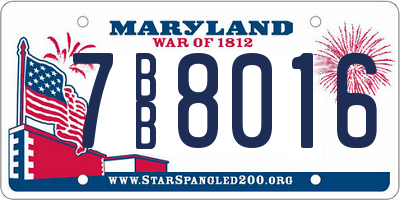 MD license plate 7BB8016