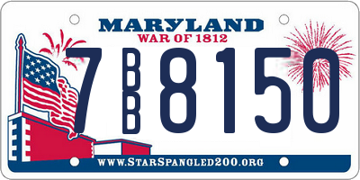 MD license plate 7BB8150
