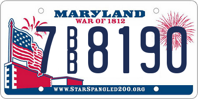 MD license plate 7BB8190