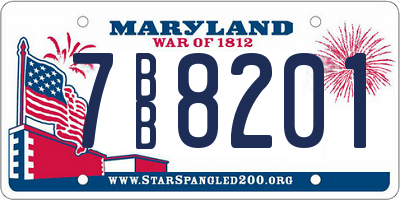 MD license plate 7BB8201