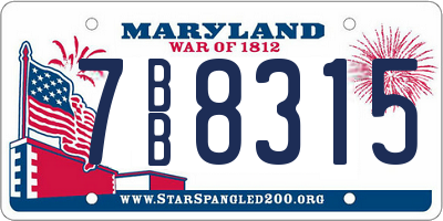 MD license plate 7BB8315
