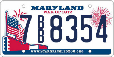 MD license plate 7BB8354