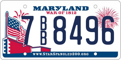 MD license plate 7BB8496