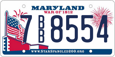 MD license plate 7BB8554