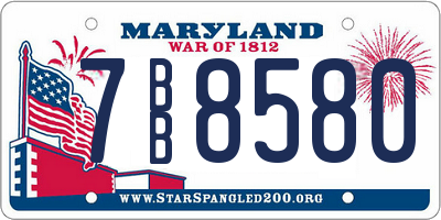 MD license plate 7BB8580