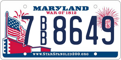 MD license plate 7BB8649