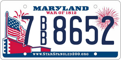 MD license plate 7BB8652