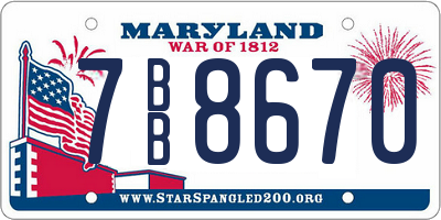 MD license plate 7BB8670