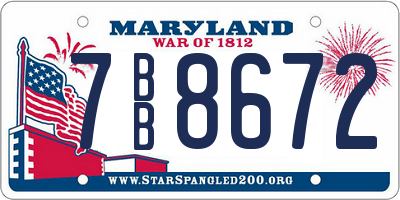 MD license plate 7BB8672