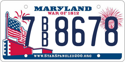 MD license plate 7BB8678