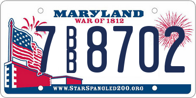MD license plate 7BB8702