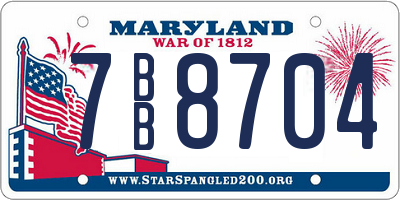 MD license plate 7BB8704