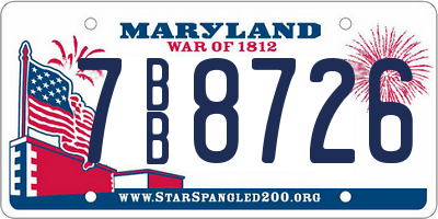 MD license plate 7BB8726