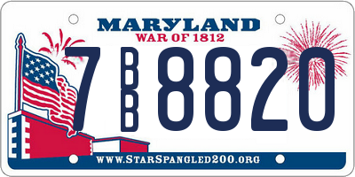 MD license plate 7BB8820