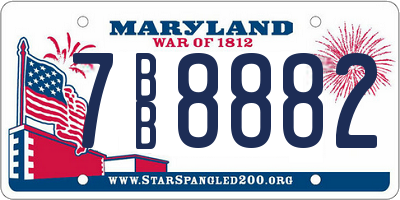 MD license plate 7BB8882