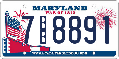 MD license plate 7BB8891