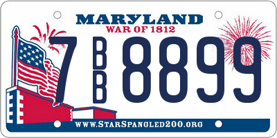 MD license plate 7BB8899