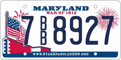 MD license plate 7BB8927