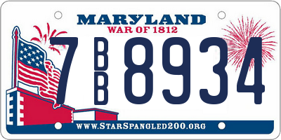 MD license plate 7BB8934