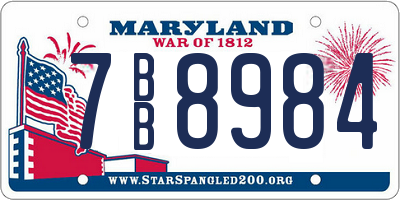 MD license plate 7BB8984