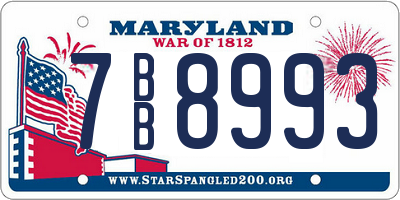 MD license plate 7BB8993