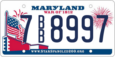 MD license plate 7BB8997