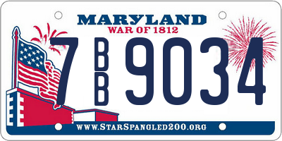 MD license plate 7BB9034