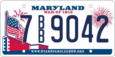 MD license plate 7BB9042