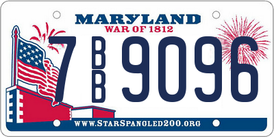 MD license plate 7BB9096